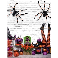 This is Halloween Background 10x6.5ft Costume Party Polyester Photography Backdrop Trick or Treat Grimace Pumpkin Zombie Spider Web Cat Bat Candy Hallowmas Holiday Autumn Portrait Shoot Banner
