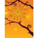 Orange Spider Web Printed Backdrop