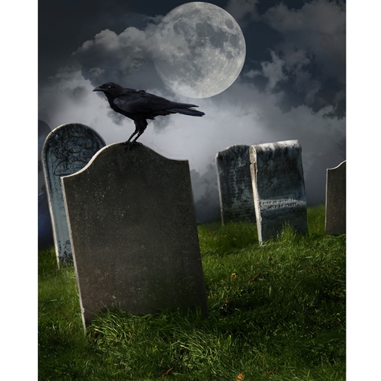 Tombstones at Midnight Printed Backdrop
