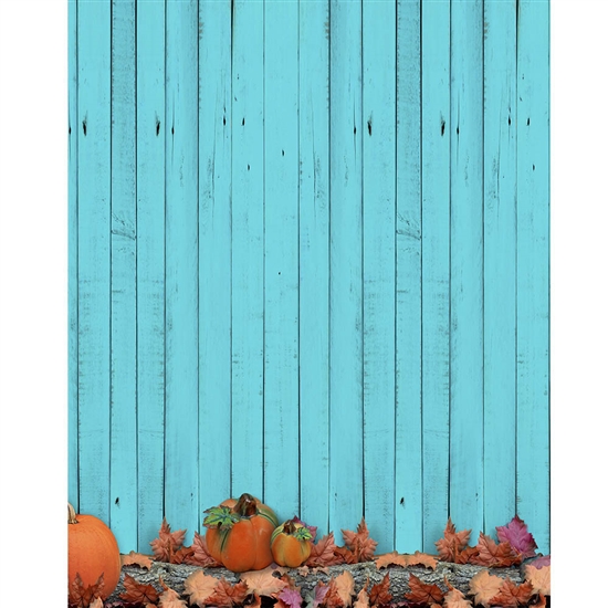 Pumpkin on Teal Wood Printed Backdrop