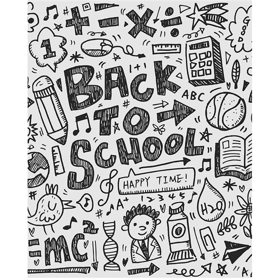 Back to School Doodles Printed Backdrop
