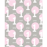 Pink and Gray 1st Birthday Printed Backdrop