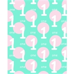 Pink and Mint 1st Birthday Printed Backdrop
