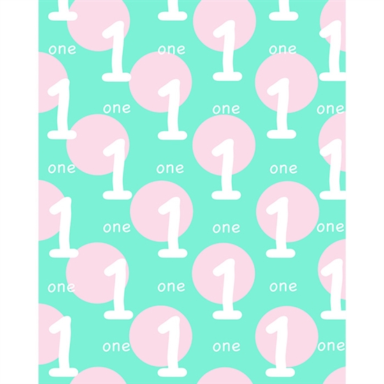 Pink and Mint 1st Birthday Printed Backdrop