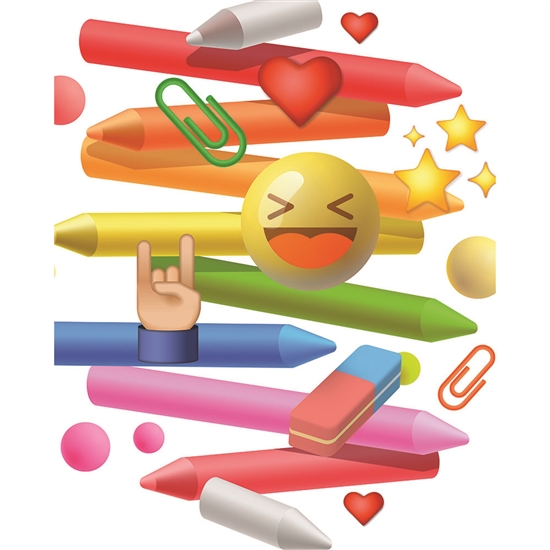 School Emoji Printed Backdrop