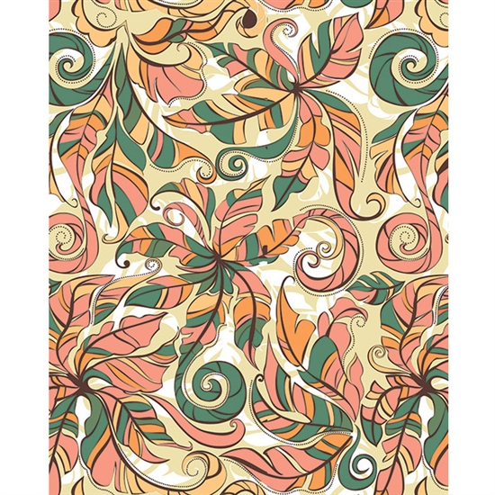 Orange & Green Floral Printed Backdrop