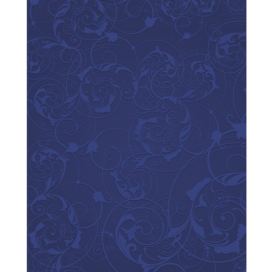 Navy Blue Floral Swirls Printed Backdrop