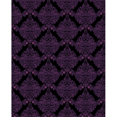 Black & Purple Damask Printed Backdrop