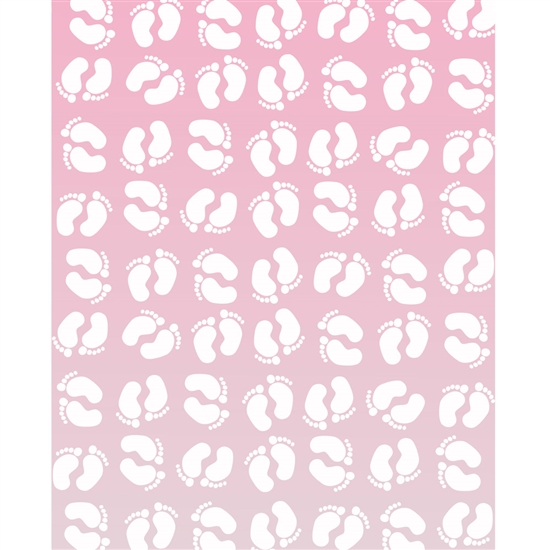 Pink Ombre Footprints Printed Backdrop