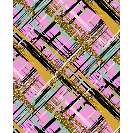Pink and Gold Glitter Plaid Printed Backdrop