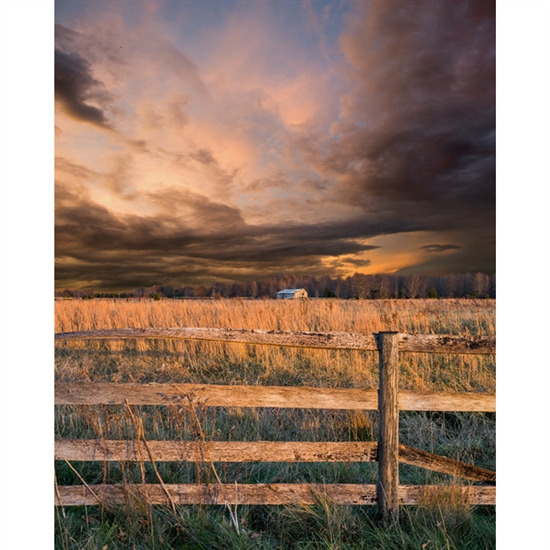 Stormy Grassland Printed Backdrop