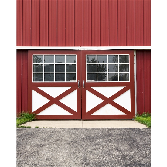 Red Barn Doors Printed Backdrop