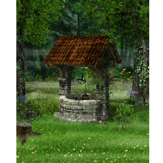 Enchanted Water Well Printed Backdrop