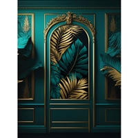 Teal Gold Palm Room Printed Backdrop
