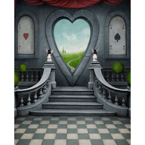 Queen of Hearts Window Printed Backdrop