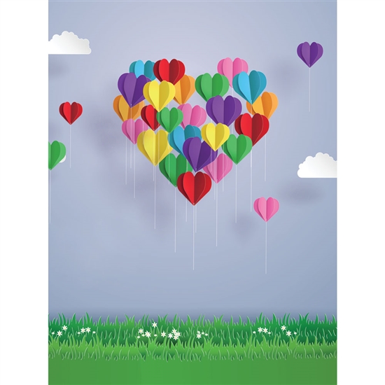 Valentine Balloons Printed Backdrop