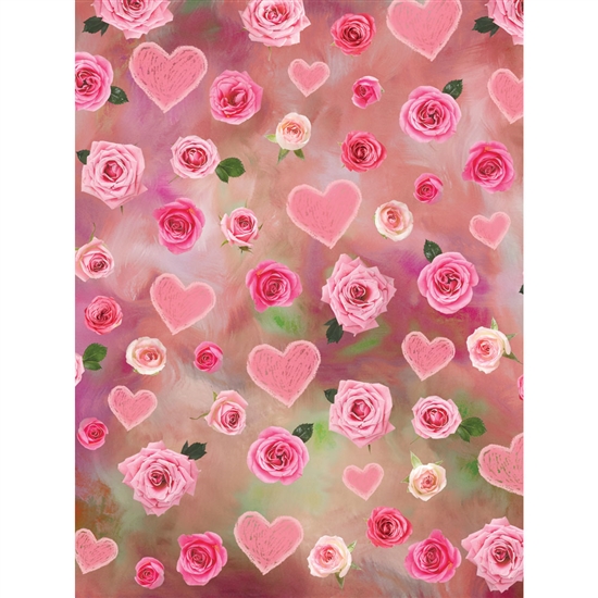 Hearts and Roses Printed Backdrop