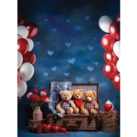 Valentine Bears Printed Backdrop