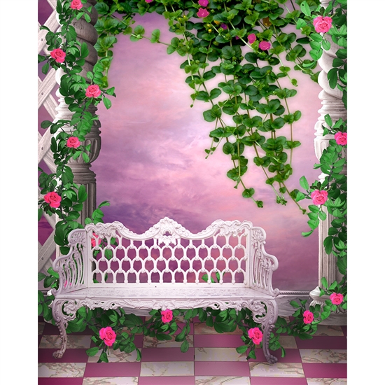 Rosy Pink Courtyard Printed Backdrop
