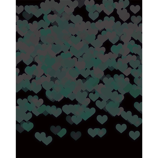 Black Mint Heart Bokeh Printed Backdrop