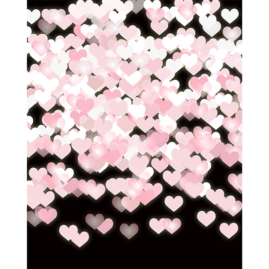 Pink Hearts Bokeh Printed Backdrop