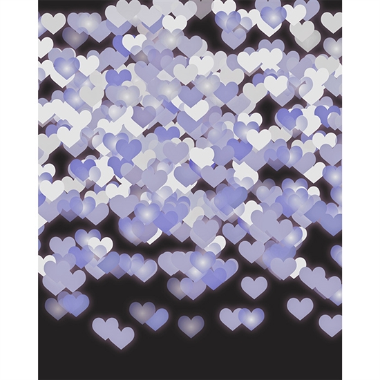 Royal Purple Heart Bokeh Printed Backdrop