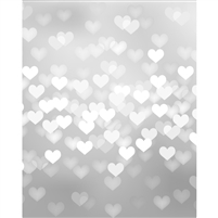Silver Heart Bokeh Printed Backdrop