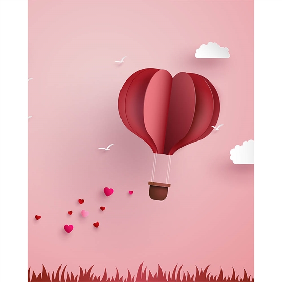 Heart Air Balloon Printed Backdrop