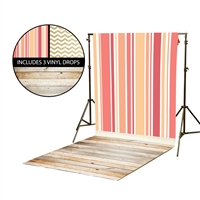 Peach Stripes & Gold Chevron Vinyl Backdrop Kit