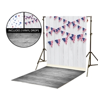 Patriotic Glitter Stars  & American Bunting Vinyl Backdrop Kit