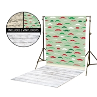 Mustaches & Naughty or Nice Vinyl Backdrop Kit