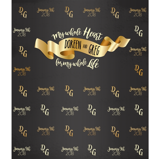 "My Whole Heart" Custom Wedding Printed Backdrop